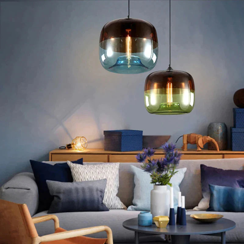 Modern Nordic Art Deco Colorful Hanging Glass Pendant Lamp Lights Fixtures E27 Led For Kitchen