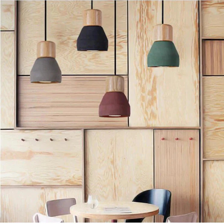 Pendant Lights Modern Fashion Ceiling Lamp Home Lighting Fixture Wood Cement Hanglamp For Kitchen