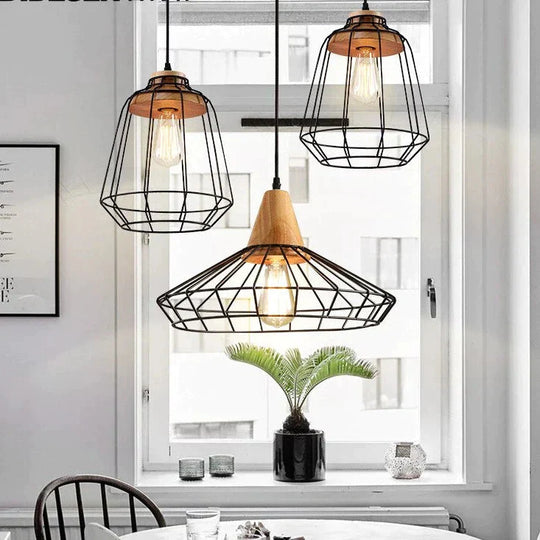 Nordic Vintage Wood Pulley Pendant Light Industrial Lighting Fixtures Retro Hanglamp For Bar Living