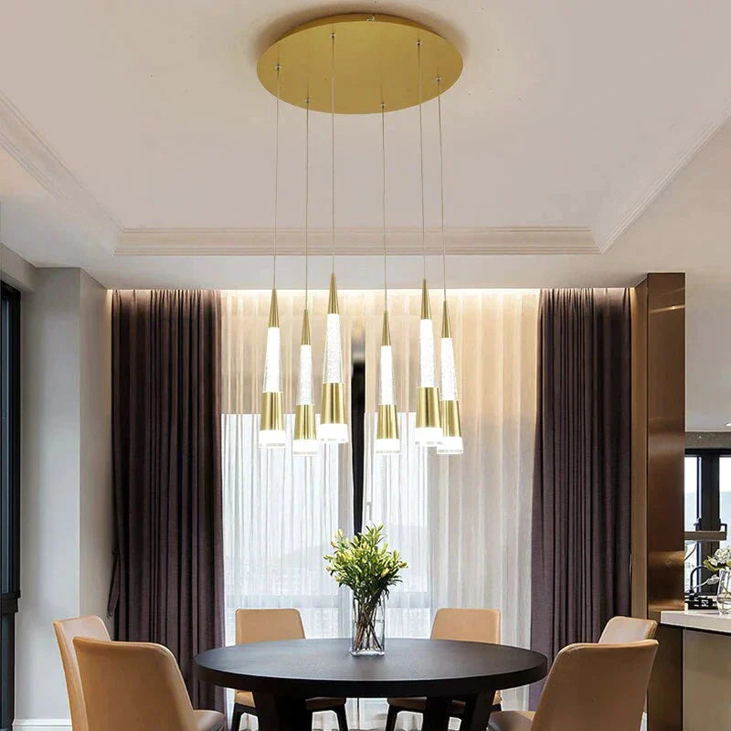 Gold Color New Style Pendant Light Round Chassis Hanging Lamps For Dining Room Living Fixture