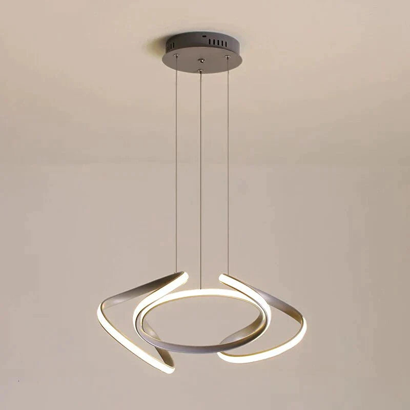 Gray Painted Led Pendant Light For Living Room Bedroom Dimmable With Remote Control Lighting