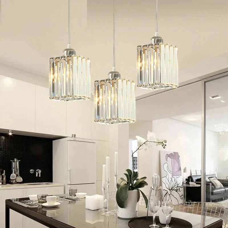 Vintage Led Crystal Pendant Lights For Kitchen Island Bar Coffee Dining Table Bedroom Nordic Loft