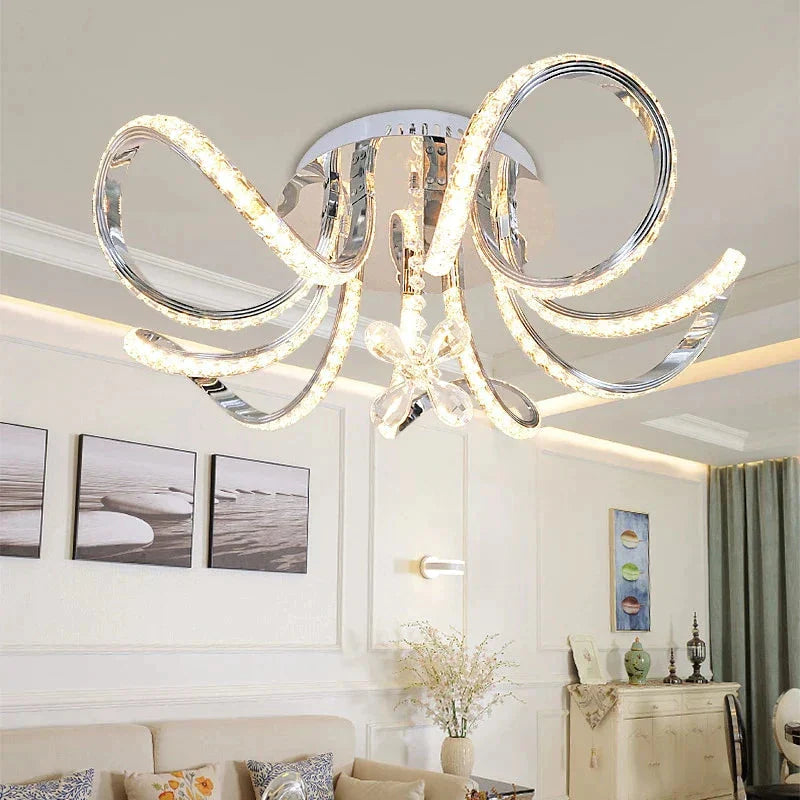 New Led Pendant Lights Fixture Flowers Crystal Decor Plafonnierled Living Room Bedroom Modern Home