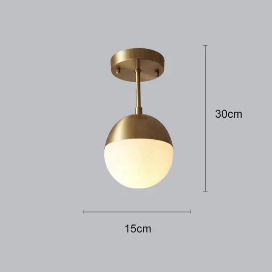 Nordic All Copper Single Head Ceiling Lamp