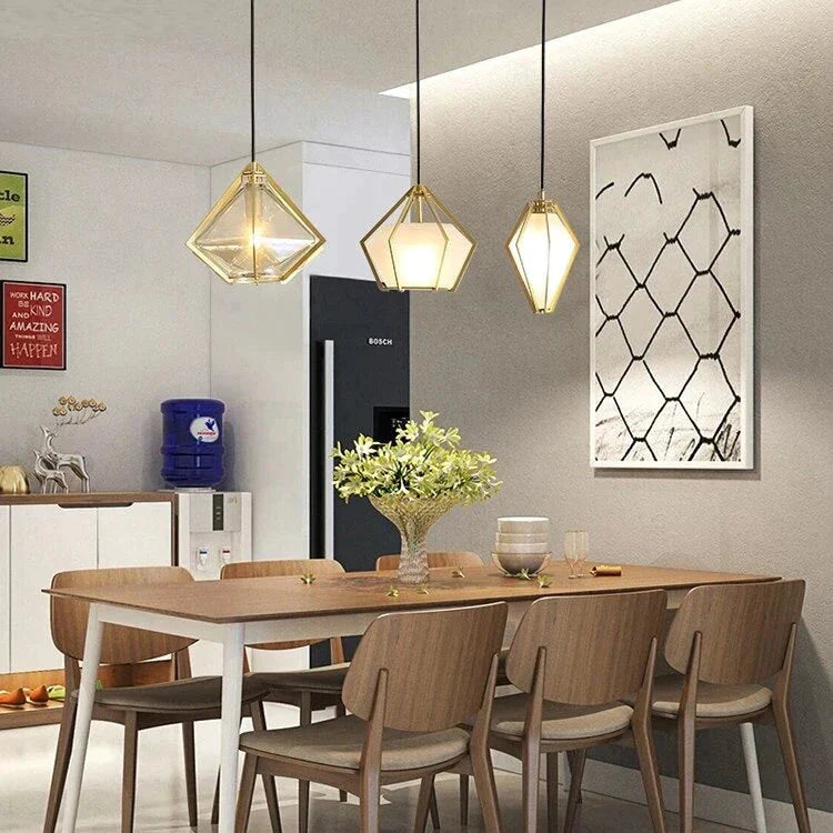 Post Modern Glass Pendant Light Hanging Nordic Living Room Walk In Closet Gold Lamp Suspension