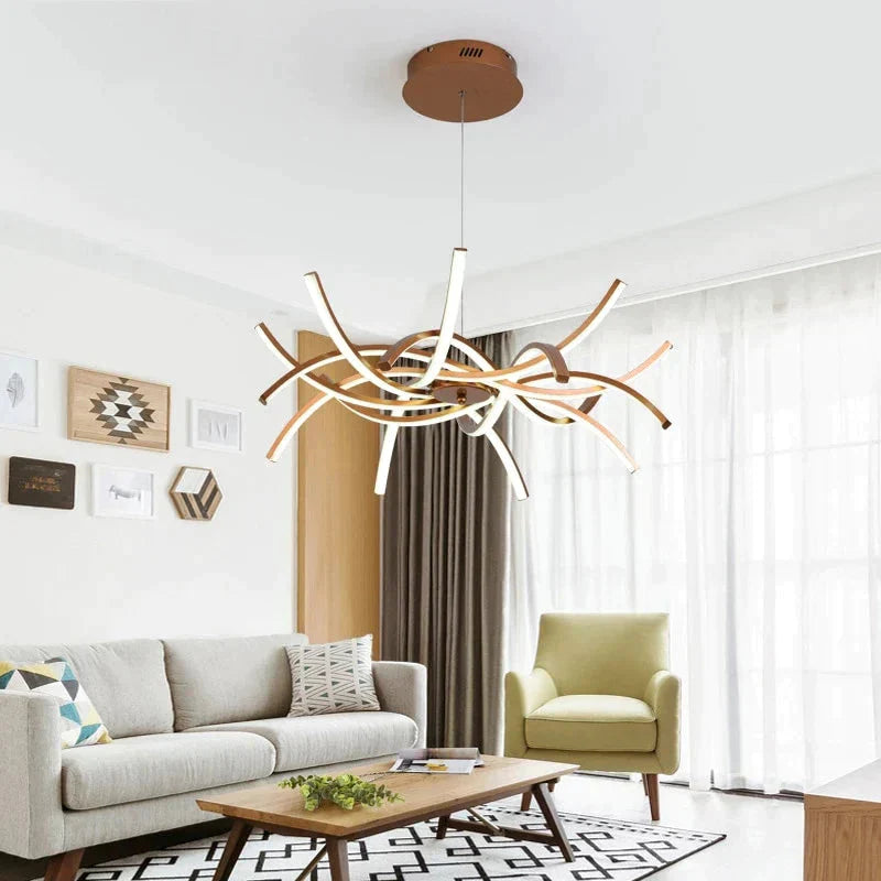 Simple Led Pendant Lights Gold Lamp For Living Room Lustre