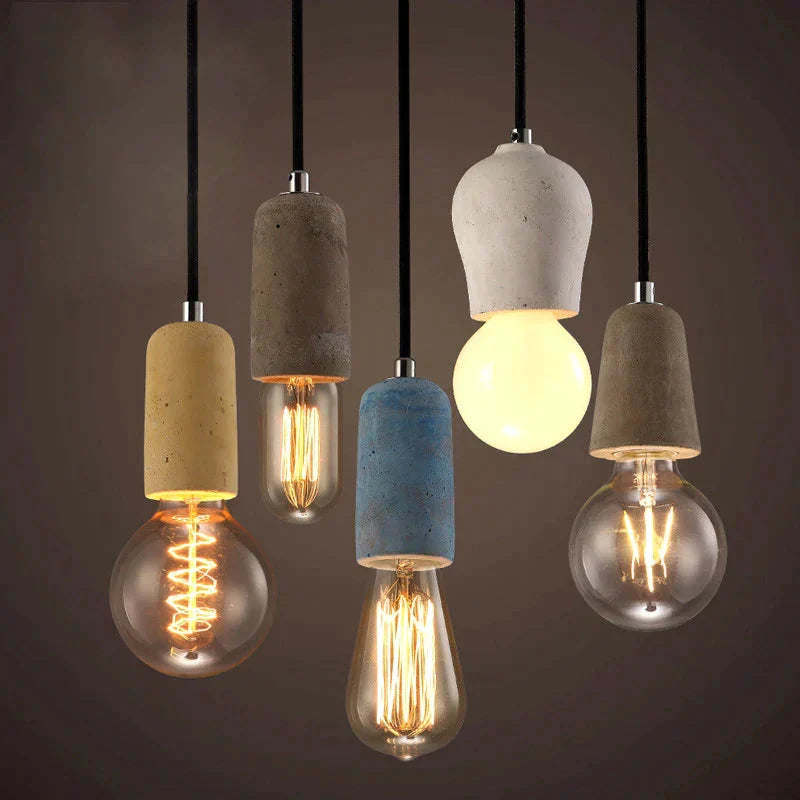 3 Style Colorful Brief Loft Nordic Cement Pendant Lights Modern Led E27 Cord Lamp Restaurant Living