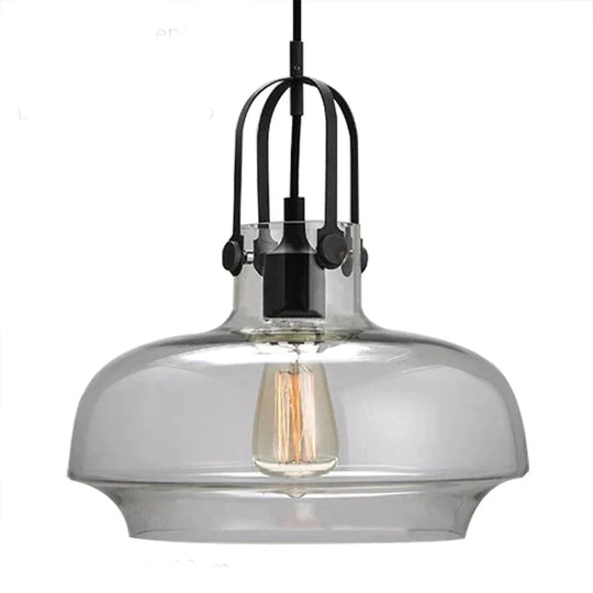 Modern Minimalist Industrial Deco Glass Pendant Lamp Suspension Lighting E27 Led Fixture Bedroom