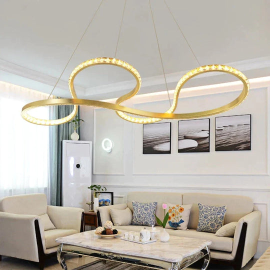 New Design Led Crystal Pendant Lights Gold Lustre Moderno For Living Room Dining Cristal Ceiling