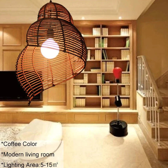 Southeast Asia Creative Pendant Lamp Sea Snail Shape E27 Wicker Shades Led Lights For Study Parlor