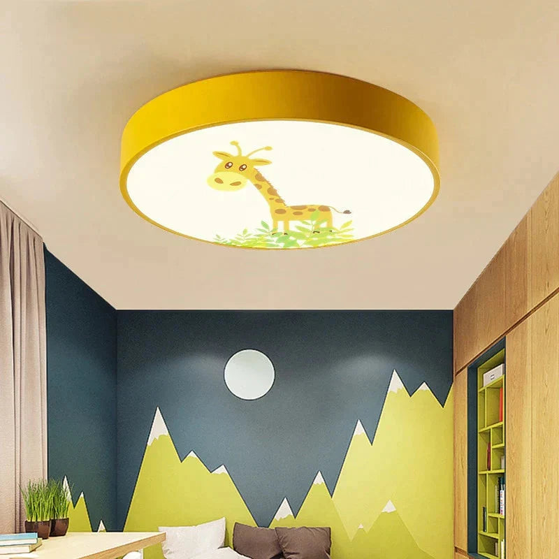 Led Ceiling Lamp Cartoon Kids Boy Girls’ Room Round Multicolor 18W Surface Mounted Lighting Fixtures