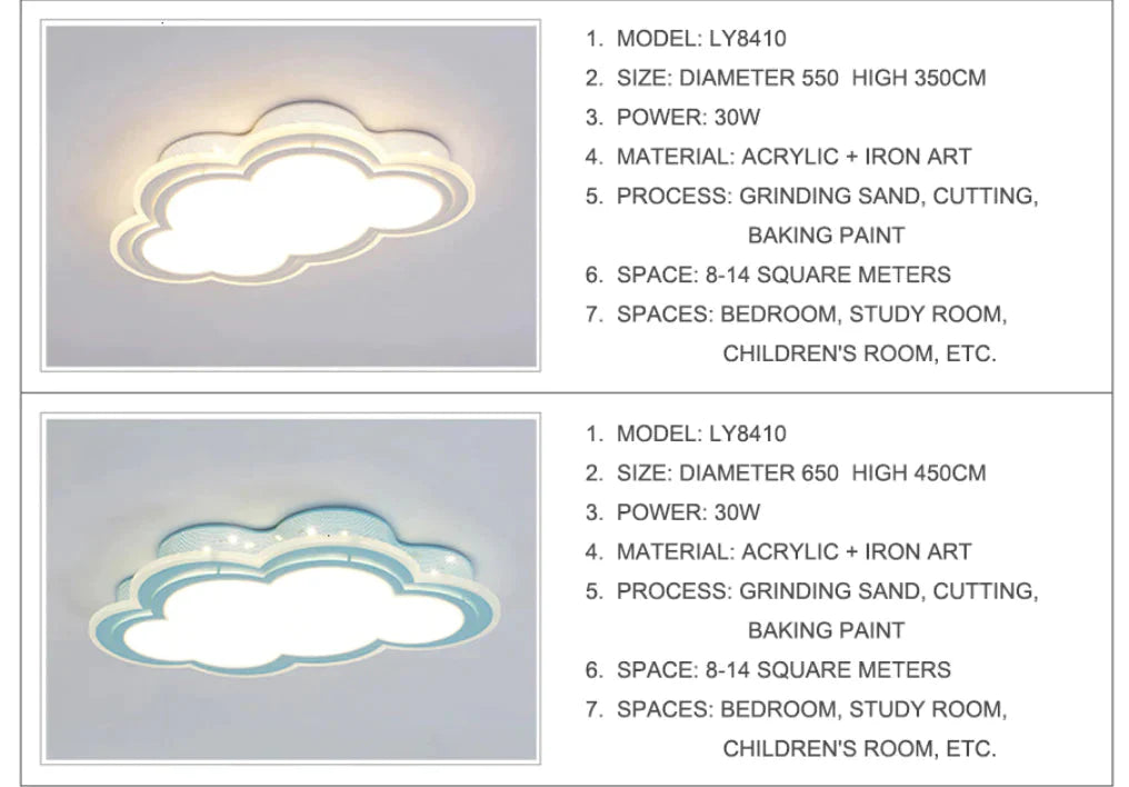 New Kids Ceiling Led Light For Bedroom Remote Control Cloud Type Mounted Luminaire Fixtures 8 - 20