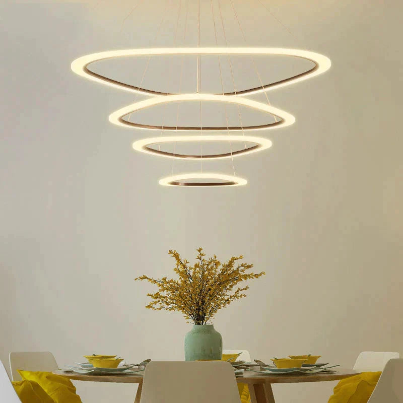 Black&White Modern Led Pendant Light For Living Room Bedroom Dining Lustre Acrylic Cricles Led