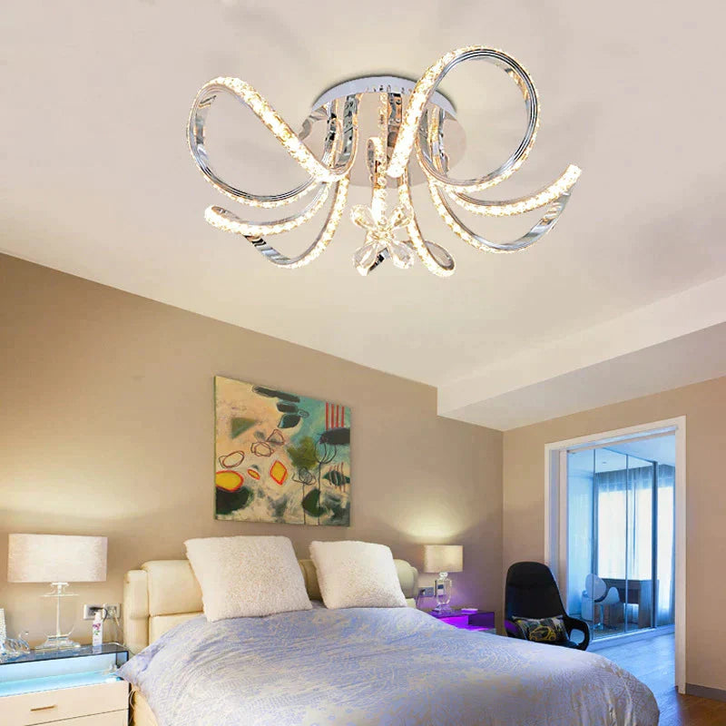 New Led Pendant Lights Fixture Flowers Crystal Decor Plafonnierled Living Room Bedroom Modern Home