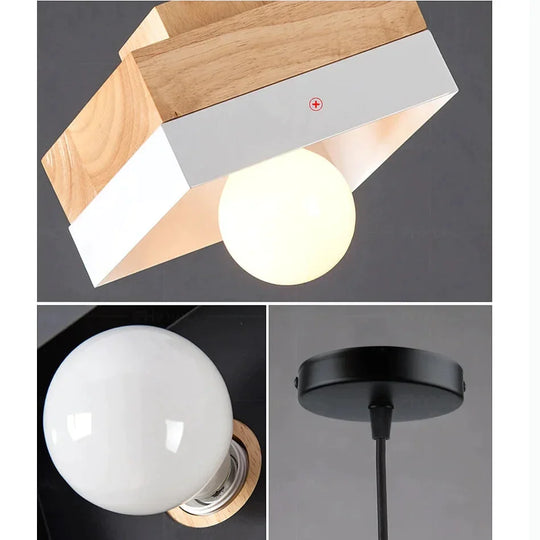 Wooden Nordic Pendant Lights For Home Lighting Modern Hanging Lamp Aluminum Lampshade Led Bulb