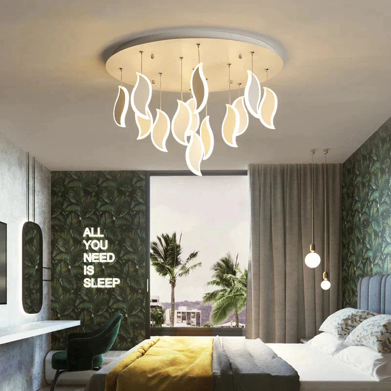 Modern Led Pendant Lights Acrylic Leaves Bedroom Light Post Lamp For Living Room Kitchen Cafe Bar