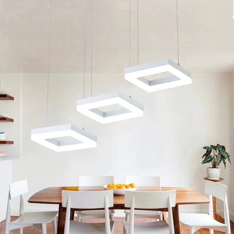 Modern Led Pendant Lights For Dining Room Living Acrylic Aluminum Rectangle Lamp Fixtures