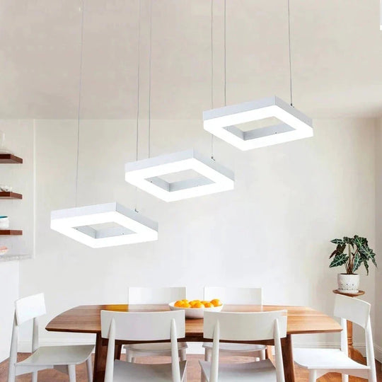 Modern Led Pendant Lights For Dining Room Living Acrylic Aluminum Rectangle Lamp Fixtures