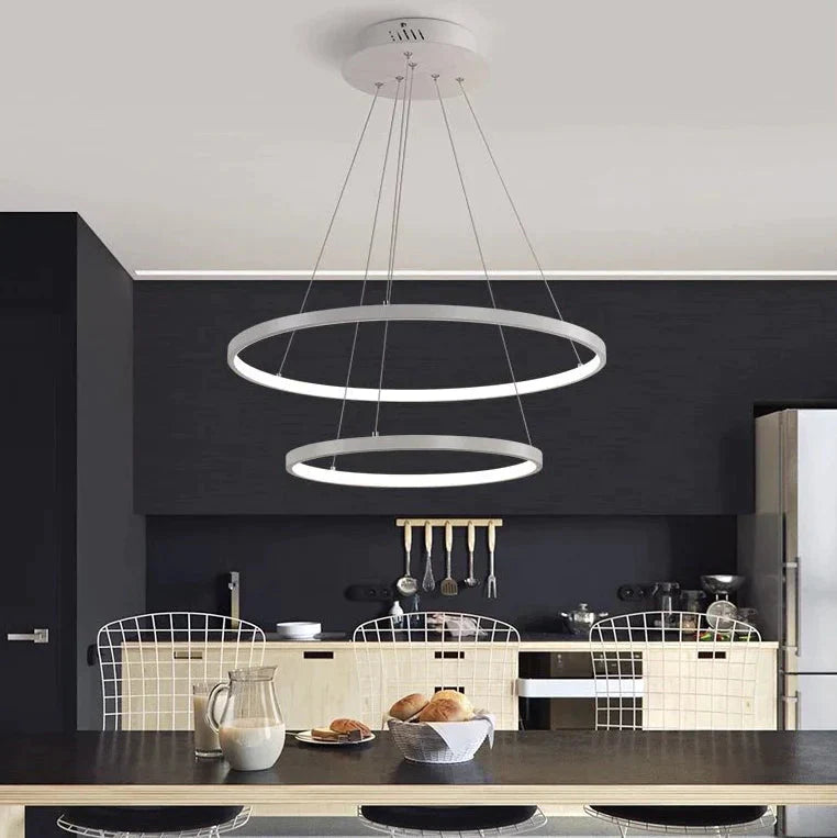 Made - Custom 5Rings Modern Led Pendant Light For Large Living Room Dining Bedroom Luminares