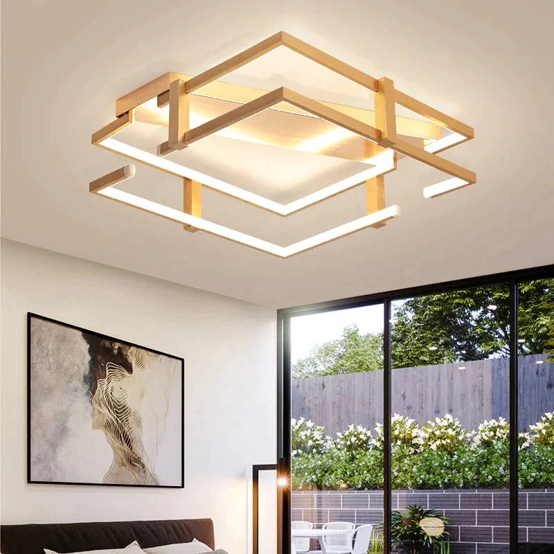 Ceiling Lights Gold Body Round/Square For Bedroom Living Room Remote Control Led Lamps