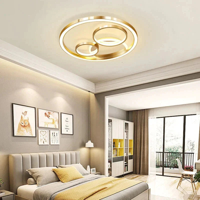 Light Luxury Round Bedroom Lamp Room Warm Romantic Modern Minimalist Bright Super Gold Aluminum Led