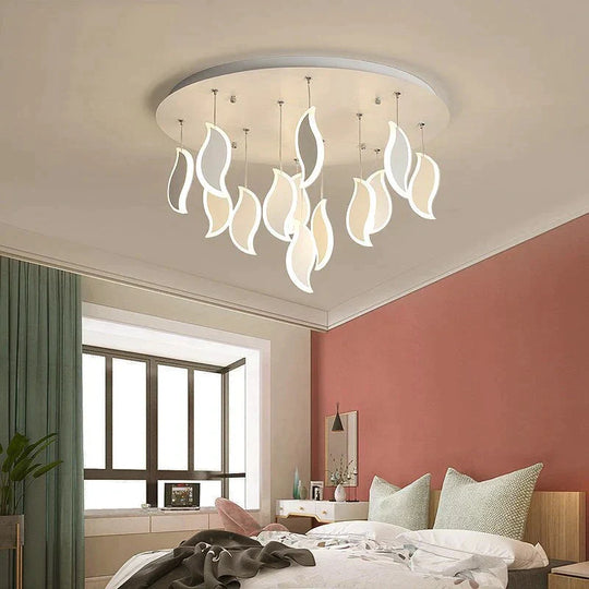 Modern Led Pendant Lights Acrylic Leaves Bedroom Light Post Lamp For Living Room Kitchen Cafe Bar