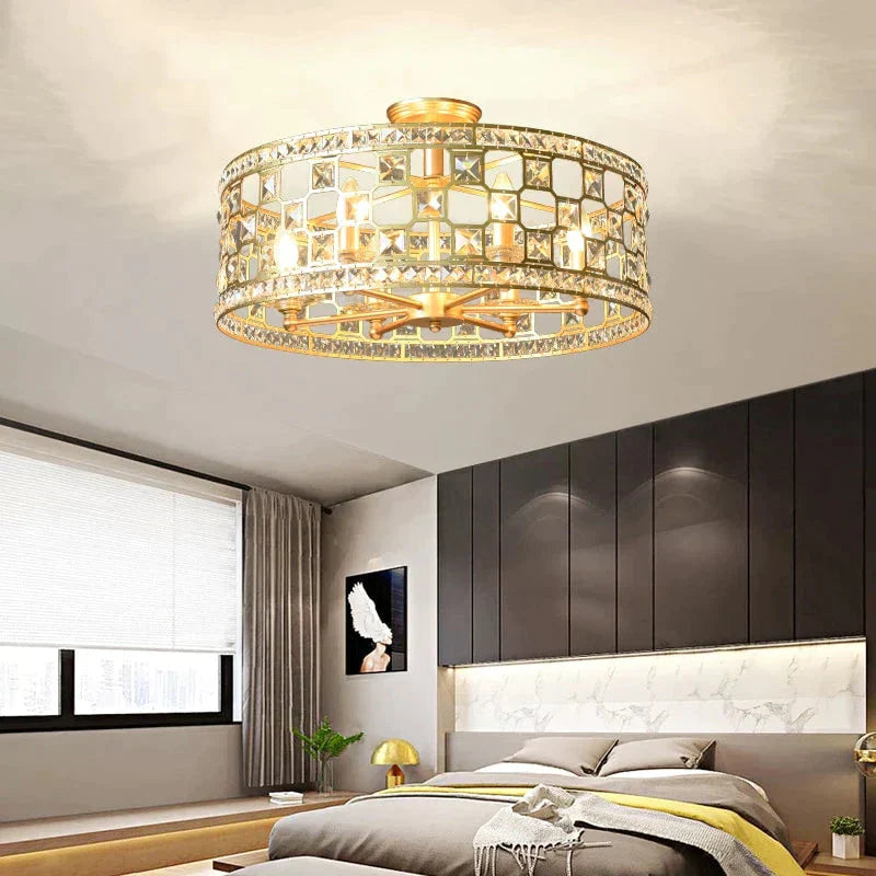 Nordic Led Pendant Lights Crystal Art Deco Round Gold Lamp For Kids Room Living Modern Retro