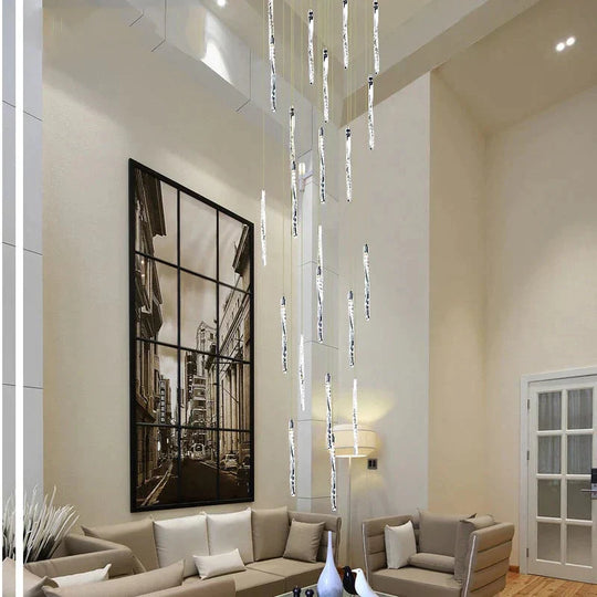 Modern Aluminum Spiral Led Crystal Pendant Light For Living Room Hotel Restaurant Lustre Led Long