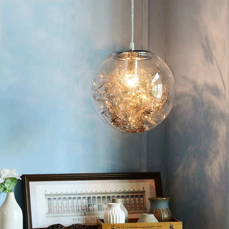 Nordic Glass Ball Flower Pendant Light Led E27 With 4 Colors Loft Modern Hanging Lamp For Living