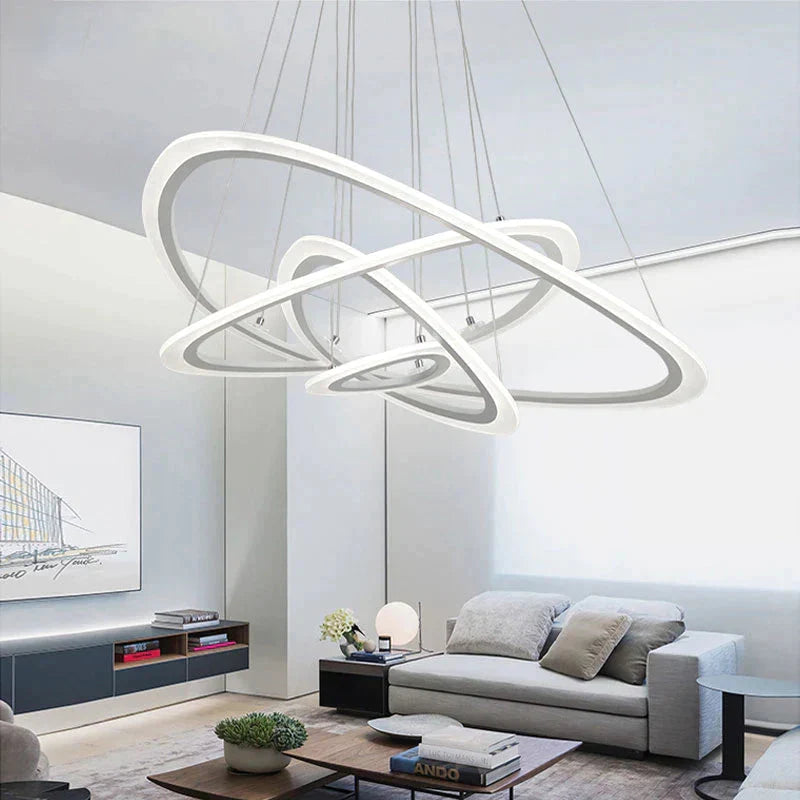 Black&White Modern Led Pendant Light For Living Room Bedroom Dining Lustre Acrylic Cricles Led