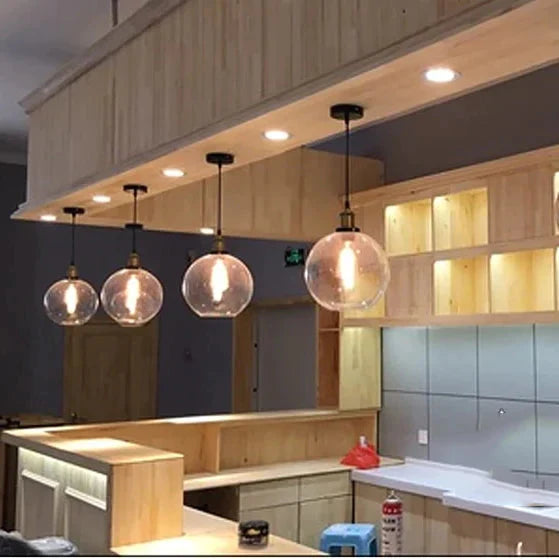 Industrial Creative Coffee Shop Bar Kitchen Island Glass Pendant Light Hanging Lamp Living Dining