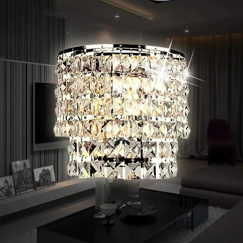 Classic Crystal Chandelier Wall Light Gold Crystalline Sconce Lamp Led Living Room Bedside Glass