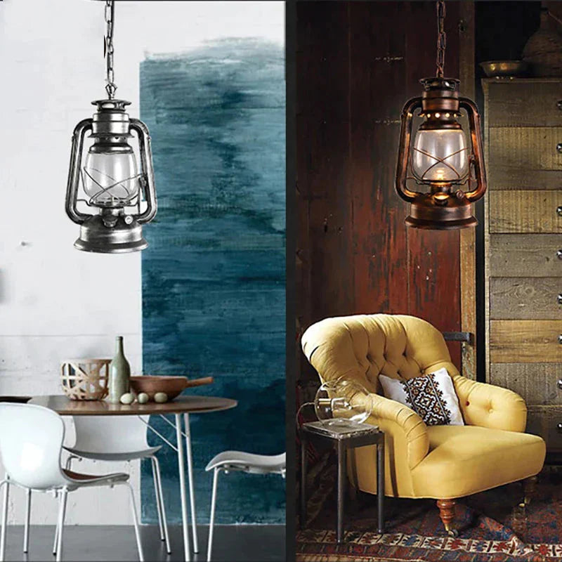 Retro Vintage Lantern Kerosene Pendant Lamp E27 Lights Loft Restaurant Master Bedroom Dining/Living