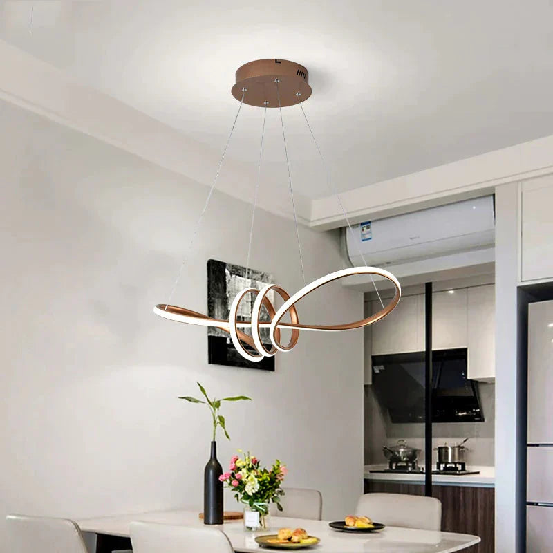 Gold Painted Led Pendant Lights Dining Living Room Kitchen Modern Lighting Lamp Fixture Remote