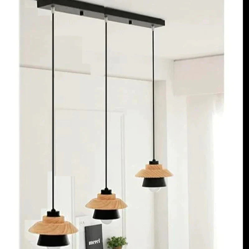 Modern Pendant Lamp Light Natural Simple Wooden Lighting Fixture For Loft Cafe Bar Living Room