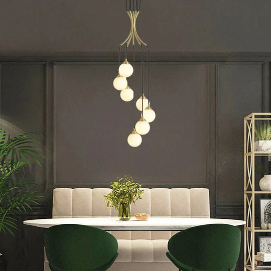 Modern Pendant Light With Round White Glass Ball Living Room Lamp Bedroom Hanging Lighting
