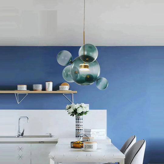 Led Nordic Iron Glass Mickey Gradual Blue Lamp Light.pendant Lights.pendant Lamp.pendant Light For