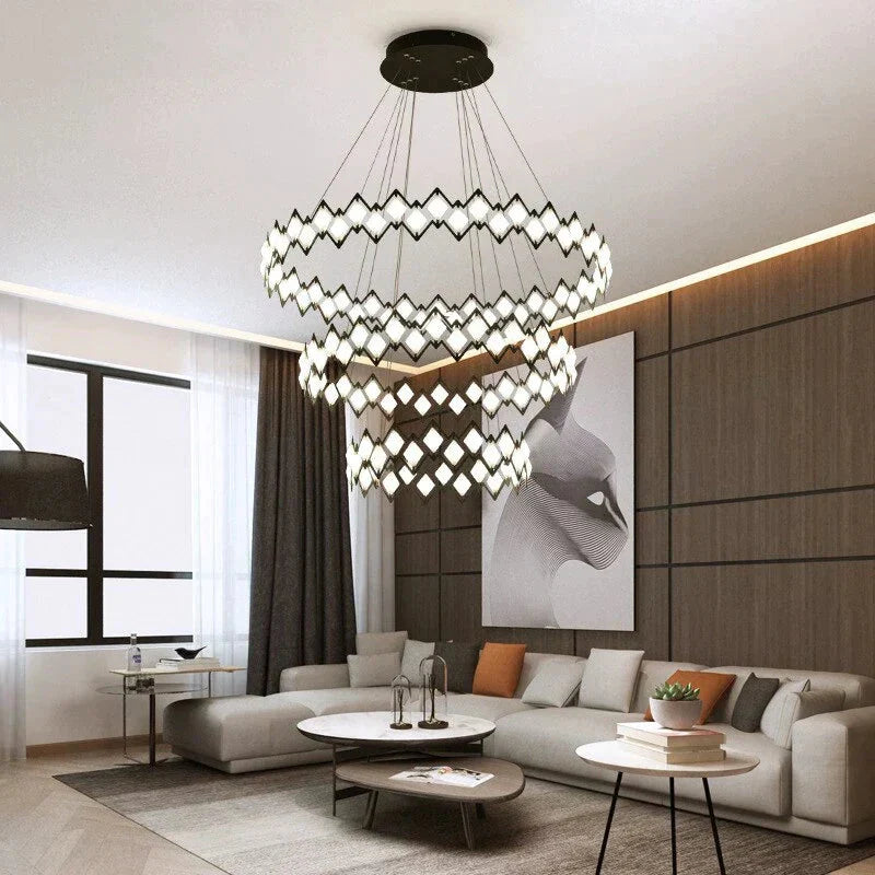 Highly Bright Led Pendant Lamp Living Room Light Dining Lamps Bedroom Black Metal Hanging Lighting