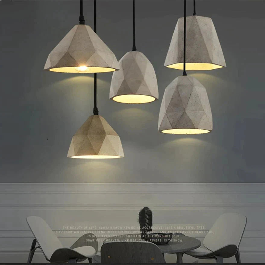 Retro Loft Concrete Pendant Light E27 Led Industrial Deco Hanging Lamp Cement With 5 Styles For