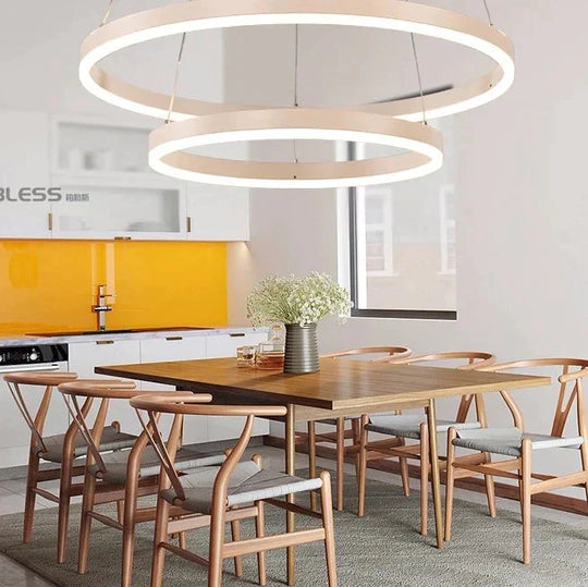 Circel Rings Modern Led Pendant Lights For Dining Living Room Acrylic Cerchio Anello Lampadario