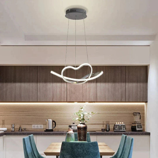 Grey Frame Led Pendant Lightsfor Dining Room Lamp Modern Remote Control Lighting Lustre Vintage