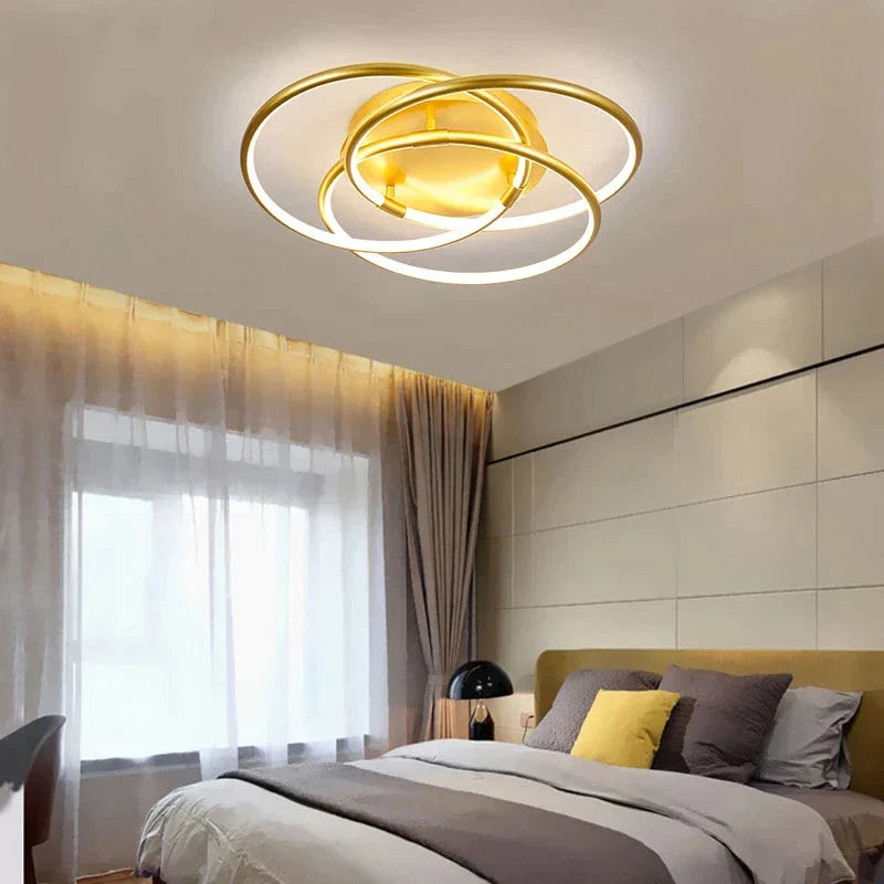 Gold Color Round Led Ceiling Light For Study Room Bedroom Luminarias Para Teto Lamp Indoor Home