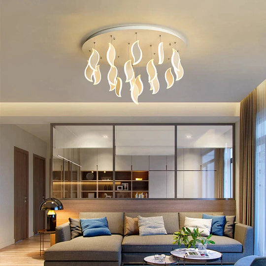 Modern Led Pendant Lights Acrylic Leaves Bedroom Light Post Lamp For Living Room Kitchen Cafe Bar