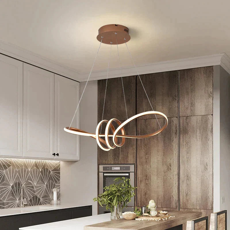 Gold Painted Led Pendant Lights Dining Living Room Kitchen Modern Lighting Lamp Fixture Remote