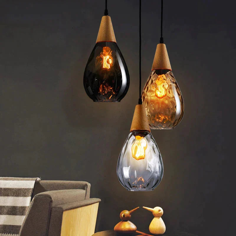 Retro Led Glass Pendant Lights Lamparas De Techo Colgante For Loft Bedroom Living Room Industrial