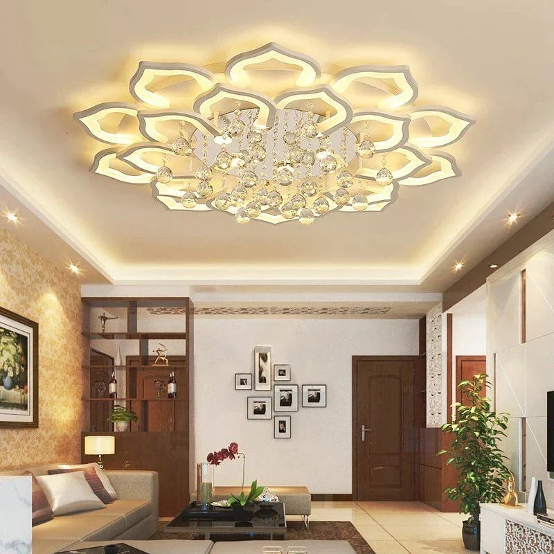 White Acrylic Modern Chandelier Lights For Living Room Bedroom Remote Control Led Indoor Lamp Home