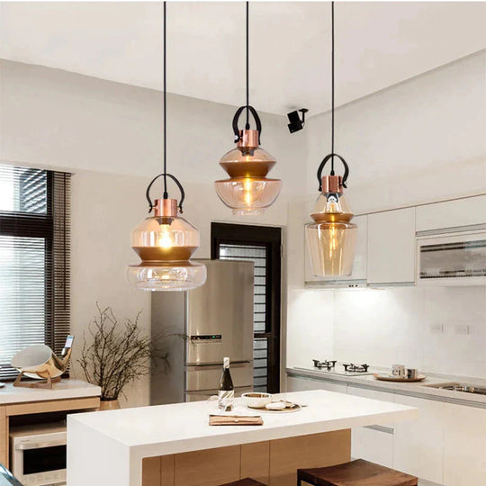 Modern Industrial Personality Glass Pendant Light E27 Led Lamp For Living Room Dining Bedroom