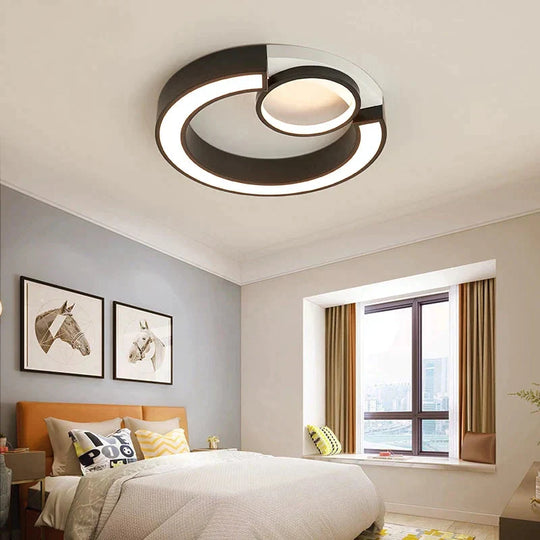 Modern White/Black Style Led Ceiling Lights Mounted Lamp Living Room Bedroom Fixture Remote Control