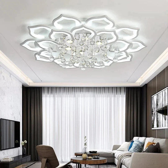 White Acrylic Modern Chandelier Lights For Living Room Bedroom Remote Control Led Indoor Lamp Home