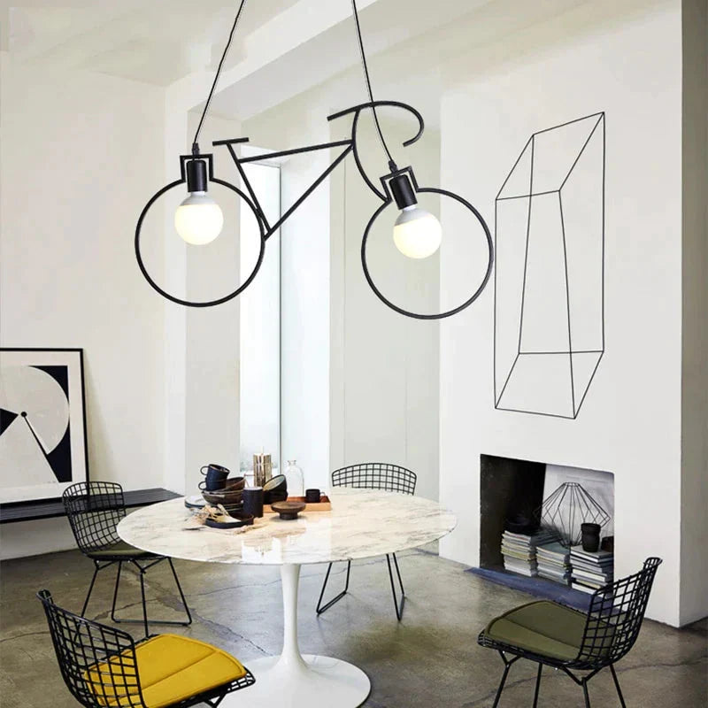 Modern Bicycle Decor Led Pendant Lights For Living Room Kitchen Coffee Lustre Pendente Hanging Lamp